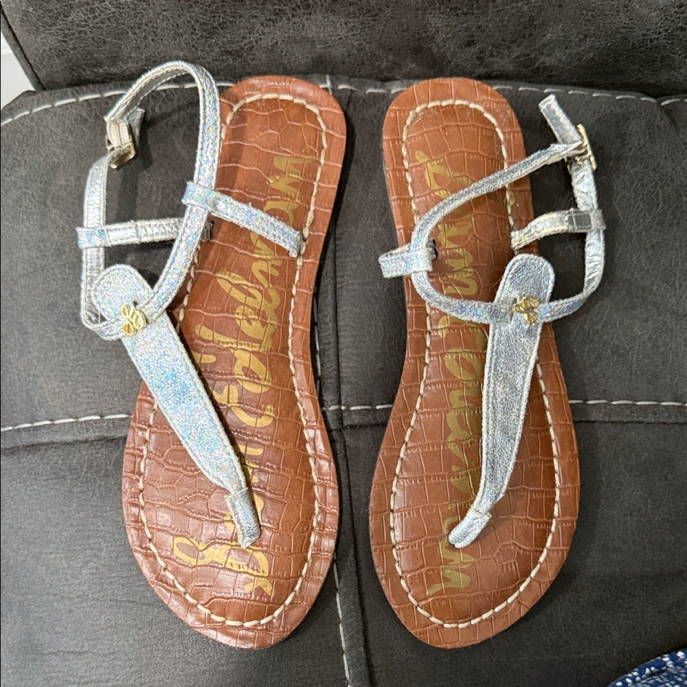 Sam Edelman “Gigi Charm”  kids Silver Sandals